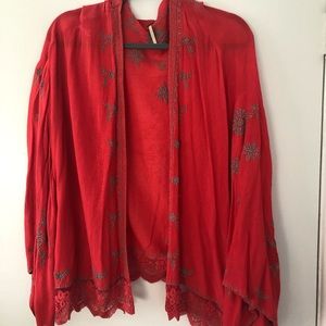 COPY - Free People- red embroidered shawl